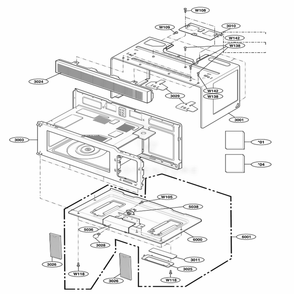 Oven Cavity Parts Diagram and Parts List for 80009401 CB1ESEA LG Range