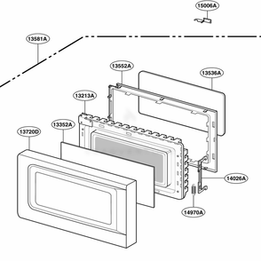 Door Parts Diagram and Parts List for MT4110SKQ CWHEWRP LG Wall Oven