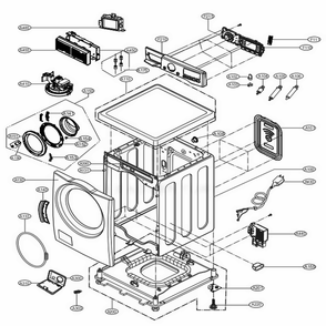 Cabinet And Control Panel Assembly Diagram and Parts List for WM3460CV ASSEUUS LG Washer