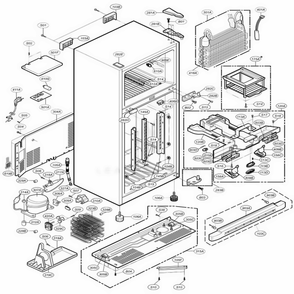 Case Parts Diagram and Parts List for 73964 ABICSEA LG Refrigerator