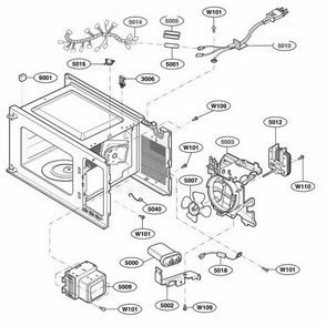 Interior Parts 1 Diagram and Parts List for 62219201 CB1ESEA LG Range