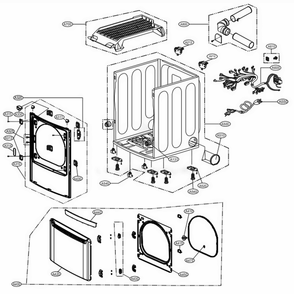 Cabinet And Door Assembly: Electric Type Diagram and Parts List for DLE7100W ABWEEUS LG Dryer