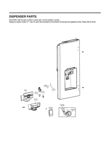 Dispenser Parts Diagram and Parts List for GR-L28ANKXM ASBCNA6 LG Refrigerator