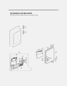 Ice Maker And Ice Bin Parts Diagram and Parts List for GR-L338HKJF ASBCNA0 LG Refrigerator
