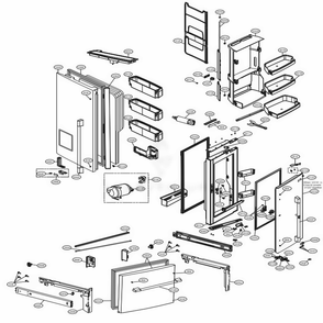 Door Parts Diagram and Parts List for UPFXC2466S ASTCNA2 LG Refrigerator