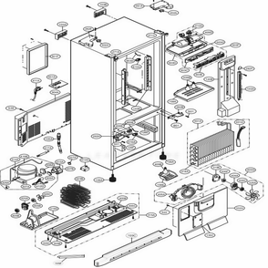 Case Parts Diagram and Parts List for 71302 ASW1SER LG Refrigerator