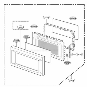 Door Parts Diagram and Parts List for JE1860BH AT1EGEU LG Range