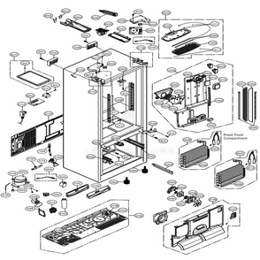 Case Parts Diagram and Parts List for 72069 AWBCSE0 LG Refrigerator