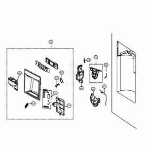 Dispenser Parts Diagram and Parts List for 74033 ASTCSE1 LG Refrigerator