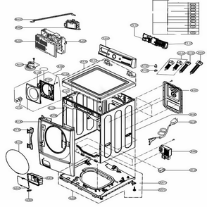 Cabinet And Control Panel Assembly Diagram and Parts List for 41002 ABWESEU LG Washer