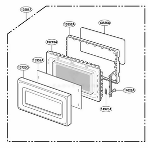 Door Parts Diagram and Parts List for YMT1071SGQ AMWEWPC LG Range
