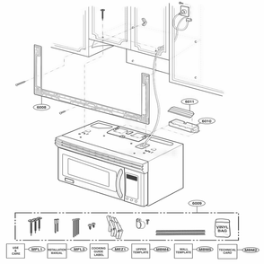 Installation Parts Diagram and Parts List for 80822 AW1ESEA LG Wall Oven