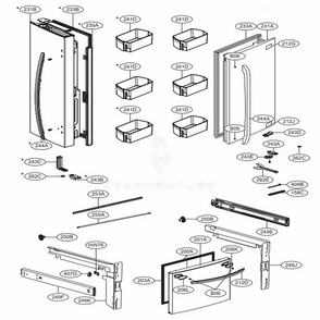 Door Parts Diagram and Parts List for LFCC22426S ASTCNA2 LG Refrigerator