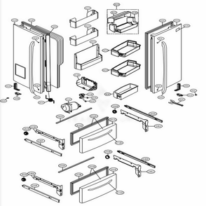 Door Parts Diagram and Parts List for LSMX211ST ASTCNA0 LG Refrigerator