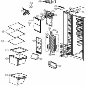 Freezer Compartment Diagram and Parts List for LSXS26386D ASBCNA1 LG Refrigerator