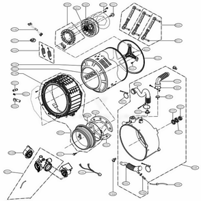 Drum And Tub Assembly Diagram and Parts List for 41182 ABWEPEU LG Washer