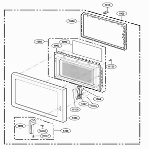Door Parts Diagram and Parts List for DFS11G ASTQMTR LG Range