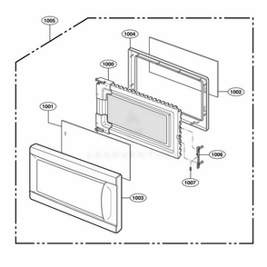 Door Parts Diagram and Parts List for 62102201 CW1ESEA LG Range