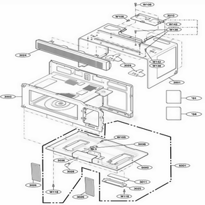 Oven Cavity Parts Diagram and Parts List for 80002 CWHESEA LG Range