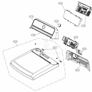 Control Panel And Plate Assembly Diagram and Parts List for DLEX7600WE ABWEEUS LG Dryer