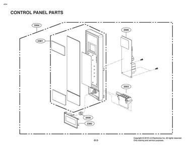 Control Panel Parts Diagram and Parts List for MS2096HSS CSSESGN LG Microwave