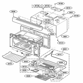 Oven Cavity Parts Diagram and Parts List for HMV9306 ABKEBSU LG Range