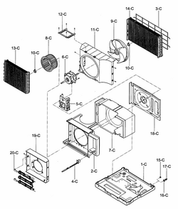 Air Handling/cycle Parts Diagram and Parts List for 58072124200  Kenmore Air Conditioner