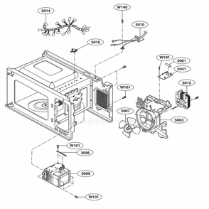 Interior Parts Diagram and Parts List for LCS0712ST CSBEBBY LG Microwave