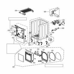Cabinet And Door Assembly: Gas Type Diagram and Parts List for DLGY1902KE ABSEEUS LG Dryer