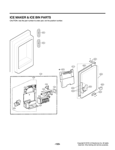Ice Maker And Ice Bin Parts Diagram and Parts List for GR-J318LSJM ASTCNA1 LG Refrigerator