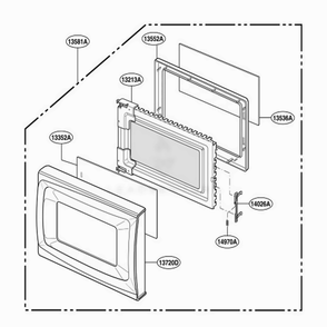 Door Parts Diagram and Parts List for JES735WH CW3EGEU LG Range