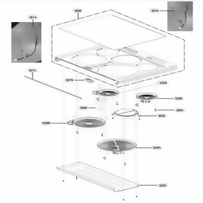 Cooktop Parts Diagram and Parts List for UPSE3024ST AS1LSGN LG Wall Oven