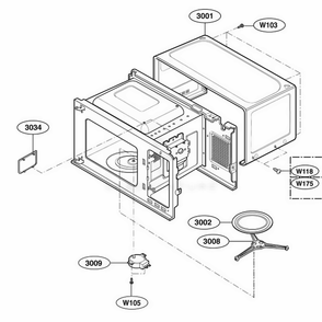 Oven Cavity Parts Diagram and Parts List for 66022 CWHESEA LG Range