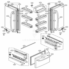 Door Parts Diagram and Parts List for LFC23760SB AWB1LGA LG Refrigerator