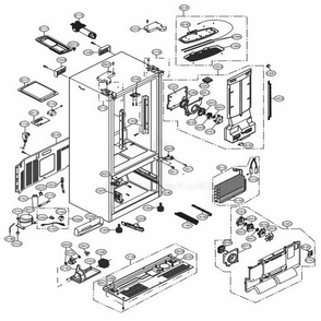 Case Parts Diagram and Parts List for LFXS24623D ASBCNA1 LG Refrigerator