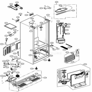 Case Parts Diagram and Parts List for LFD22786SB AWBCNA1 LG Refrigerator