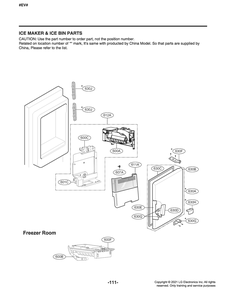 Ice Maker And Ice Bin Parts Diagram and Parts List for GR-X288NSSM ASTCNA4 LG Refrigerator