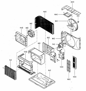Air Handling/cycle Parts Diagram and Parts List for 58073144300  Kenmore Air Conditioner