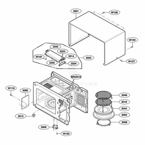 Oven Cavity Parts Diagram and Parts List for MCDS ASBEBSH LG Range