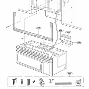 Installation Parts Diagram and Parts List for MMV5165AAW CW1EMTG LG Wall Oven