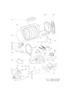 Drum And Motor Assembly Parts Diagram and Parts List for DLG4871W  LG Dryer