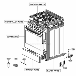Main Diagram and Parts List for LSG4511BD ABDELGA LG Range