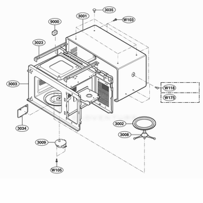 Oven Cavity Parts Diagram and Parts List for 66102 CWHESEA LG Range