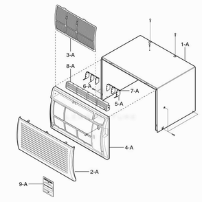 Cabinet And Front Grille Assembly Diagram and Parts List for CHECK AWYBSRU LG Air Conditioner