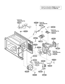Oven Interior Parts Diagram and Parts List for LTM9020B01  LG Microwave