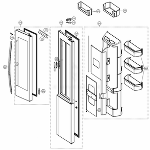Refrigerator Door Diagram and Parts List for LSXC22396S ASTCNA1 LG Refrigerator