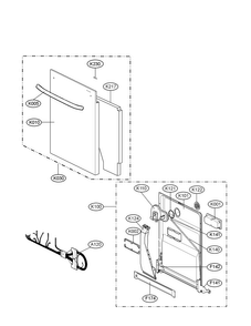 Door Assembly Parts Diagram and Parts List for LSD795ST4  LG Dishwasher
