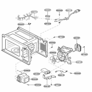 Interior Parts 1 Diagram and Parts List for MAB845SV CSLEBBY LG Microwave