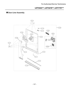 Door Liner Assembly Diagram and Parts List for DUA414TB ABPEEUS LG Dishwasher