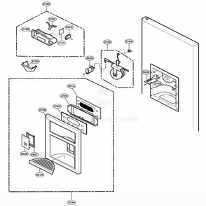 Dispenser Parts Diagram and Parts List for 78503 AST1SER LG Refrigerator